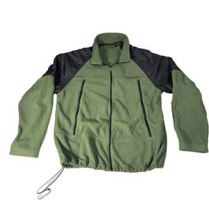 Timberland Fleece Full Zip Jacket Men XL Green/ Black High Zip Collar Warm Cozy